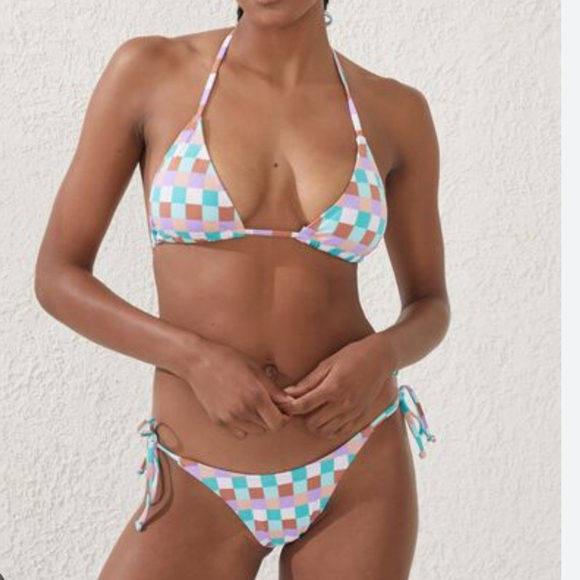 Cotton On BODY NEW Multi Check Bikini Top - Picture 10 of 10